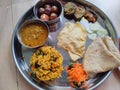 Healthy and nutricious Indian thali