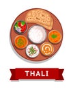 Thali. Indian national dish. Royalty Free Stock Photo