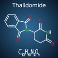 Thalidomide molecule. Is used as a treatment of multiple myeloma and of leprosy. Structural chemical formula and molecule model o