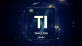 Thallium as Element 81 of the Periodic Table 3D illustration on blue background Royalty Free Stock Photo