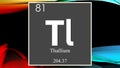 Thallium chemical element symbol on dark colored abstract background