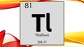 Thallium chemical element symbol on wide colored background