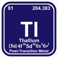 Thallium Periodic Table of the Elements Vector illustration eps 10 Royalty Free Stock Photo