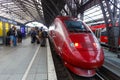 Thalys high-speed train at Cologne KÃÂ¶ln main railway station Hauptbahnhof Hbf in Germany