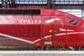 Thalys high-speed train logo at Cologne KÃÂ¶ln main railway station Hauptbahnhof Hbf in Germany