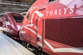A Thalys high-speed train stationing in Brussels-South railway station Royalty Free Stock Photo