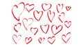 Collection of illustrated heart icons  Red heart outline  heart vector  heart shapes valentine icon set Royalty Free Stock Photo