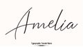 Amelia Female name - in Stylish Lettering Cursive Typography Text