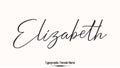 Elizabeth Woman\'s Name. Typescript Handwritten Lettering Calligraphy Text Royalty Free Stock Photo