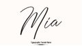 Mia Woman\'s Name. Typescript Handwritten Lettering Calligraphy Text