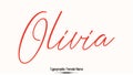 Olivia Woman\'s Name. Typescript Handwritten Lettering Calligraphy Text