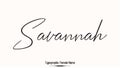 Savannah Female name - Beautiful Handwritten Lettering Modern Calligraphy Text Royalty Free Stock Photo
