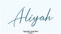 Aliyah Woman\'s Name. Typescript Handwritten Lettering Calligraphy Text Royalty Free Stock Photo