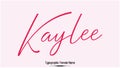 Kaylee Woman\'s name. Hand drawn lettering. Vector Typography Text