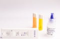 Thame,UK 30/10/20: Coronavirus antibody test kit closeup on white background, provided randomly by NHS in UK to see how many Royalty Free Stock Photo