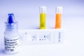 Thame,UK 30/10/20: Coronavirus antibody test kit closeup on white background, provided randomly by NHS in UK to see how many Royalty Free Stock Photo