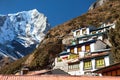 Thame village, Thame gompa and himalaya mountains Royalty Free Stock Photo