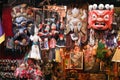 Thamel Kathmandu city, Nepal.Colorful Tradition wooden masks and handicrafts on sale at shop in the Thamel District of Kathmandu, Royalty Free Stock Photo