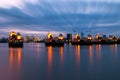 Thames Barrier and Canary Wharf in London
