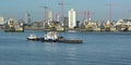 Thames barrier. Cranes. Construction.