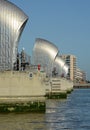 Thames Barrier piers in a line. London, UK Royalty Free Stock Photo