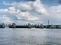 The Thames Barrier is a retractable barrier system that is designed to prevent the floodplain of most of Greater London from bein Royalty Free Stock Photo