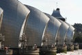 Thames flood barrier showing the symmetry of the piers