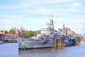 Thames river HMS Belfast London England Royalty Free Stock Photo