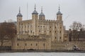 Thames river and the Tower of London castle, London, England Royalty Free Stock Photo