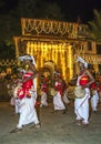 Thammattam and Davul Players (Davulkaruwo) perform during the Esala Perahera in Kandy, Sri Lanka. Royalty Free Stock Photo