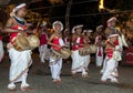 Thammattam Players perform at the Esala Perahera in Kandy, Sri Lanka.