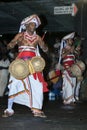 Thammattam Players perform during the Esala Perahera in Kandy, Sri Lanka. Royalty Free Stock Photo