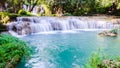 Than sawan Waterfall, Paradise waterfall in Tropical rain forest of Thailand , water fall in deep forest at border of Chaing rai a Royalty Free Stock Photo