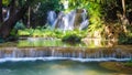 Than sawan Waterfall, Paradise waterfall in Tropical rain forest of Thailand , water fall in deep forest at border of Chaing rai a Royalty Free Stock Photo