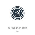 Is less than sign icon vector. Trendy flat is less than sign icon from signs collection isolated on white background. Vector Royalty Free Stock Photo