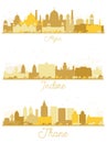 Thane, Indore and Agra India City Skyline Silhouette Set