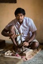 THANGAUR, INDIA-FEBRUARY 13: Sculptor in the workshop 13, 2013 i