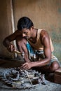 THANGAUR, INDIA-FEBRUARY 13: Sculptor in the workshop 13, 2013 i