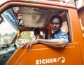 THANJAVOUR, INDIA - FEBRUARY 13: An unidentified Indian men sits Royalty Free Stock Photo