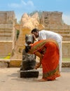 THANJAVUR, INDIA - FEBRUARY 13: Indian man and woman in nationa