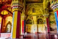 Thanjavur, Tamil Nadu, India - The high arches artworks and colorfully painted wall murals durbar hall Maratha Palace Royalty Free Stock Photo