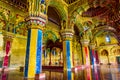 Thanjavur, Tamil Nadu, India - The high arches artworks and colorfully painted wall murals durbar hall Maratha Palace Royalty Free Stock Photo