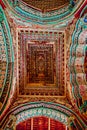 Thanjavur, Tamil Nadu, India - The high arches artworks and colorfully painted wall murals durbar hall Maratha Palace Royalty Free Stock Photo