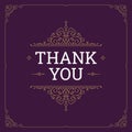 Thank you antique premium dark card curly ornate vintage line design template vector