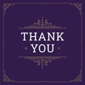 Thank you antique swirl purple card vintage royal ornament frame line design template vector Royalty Free Stock Photo