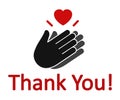 Thank you with applause icon and heart, clapping hands Ã¢â¬â vector