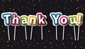 Thank You Background With Confetti And Stars - Colorful Vector Illustration - Isolated On Black Background Royalty Free Stock Photo