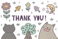 Thank you banner with a cute cats
