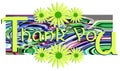 Thank you banner with floral fantasy isolated