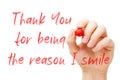 Thank You For Being The Reason I Smile Royalty Free Stock Photo